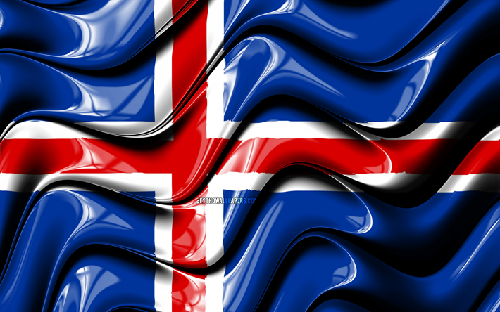 アイスランドフラグ, 4k, 欧州, 国立記号, フラグアイスランド, 3Dアート, アイスランド, 欧州諸国, アイスランドの3Dフラグ