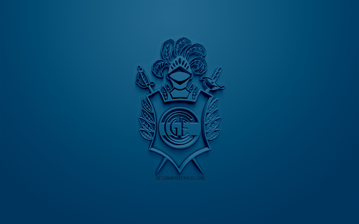 Club de Gimnasia y Esgrima La Plata, el FC Gimnasia, creativo logo en 3D, fondo azul, emblema 3d, Argentina club de f&#250;tbol de la Superliga Argentina, La Plata, Argentina, arte 3d, Primera Divisi&#243;n, f&#250;tbol, elegante logo en 3d