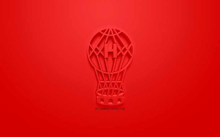 Club Atletico Huracan, luova 3D logo, punainen tausta, 3d-tunnus, Argentiinalainen jalkapalloseura, Superliga Argentiina, Buenos Aires, Argentiina, 3d art, Primera Division, jalkapallo, Ensimm&#228;inen Jako, tyylik&#228;s 3d logo, Huracan FC