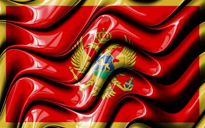 Montenegrina bandeira, 4k, Europa, s&#237;mbolos nacionais, Bandeira de Montenegro, Arte 3D, Montenegro, Pa&#237;ses europeus, Montenegro 3D bandeira
