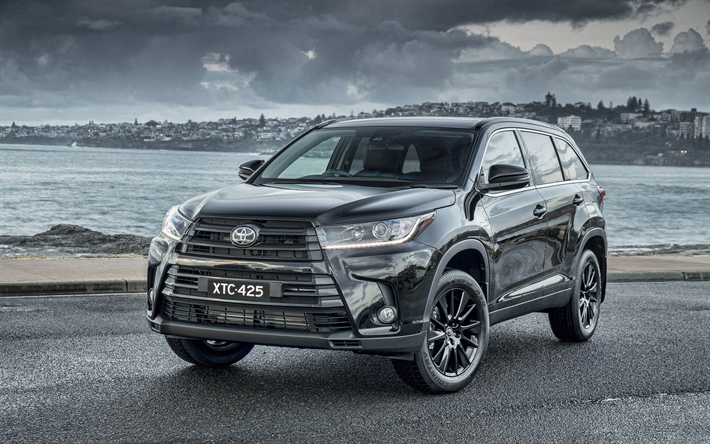 Download Wallpapers Toyota Kluger Black Edition 4k Tuning 2019