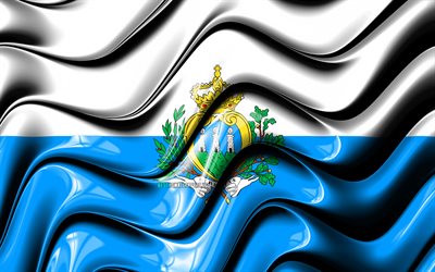San Marino bandera, 4k, Europa, los s&#237;mbolos nacionales, la Bandera de San Marino, arte 3D, San Marino, los pa&#237;ses Europeos, San Marino en 3D de la bandera