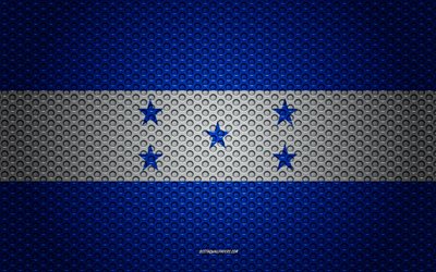 Drapeau du Honduras, 4k, art cr&#233;atif, de maille en m&#233;tal de la texture, le Honduras, le drapeau, symbole national, le m&#233;tal drapeau, au Honduras, en Am&#233;rique du Nord, les drapeaux de l&#39;Am&#233;rique du Nord pays