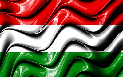 ハンガリーのフラグ, 4k, 欧州, 国立記号, フラグハンガリー, 3Dアート, ハンガリー, 欧州諸国, ハンガリーの3Dフラグ