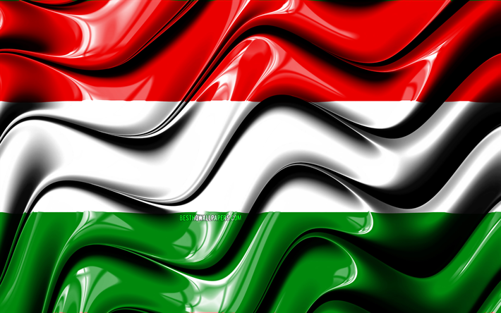 Macar bayrağı, 4k, Avrupa, ulusal semboller, Macaristan Bayrağı, 3D sanat, Macaristan, Avrupa &#252;lkeleri, Macaristan 3D bayrak