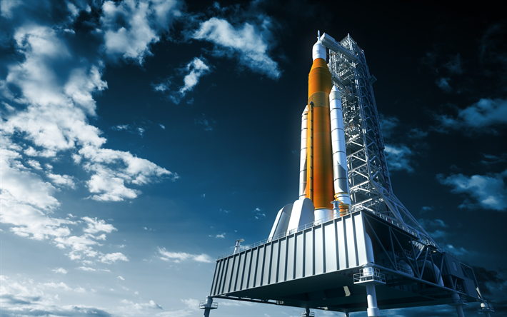 space rocket, NASA, takeoff platform, spacecraft, rocket