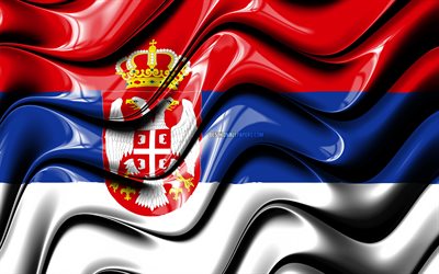 セルビアのフラグ, 4k, 欧州, 国立記号, フラグのセルビア, 3Dアート, セルビア, 欧州諸国, セルビアの3Dフラグ