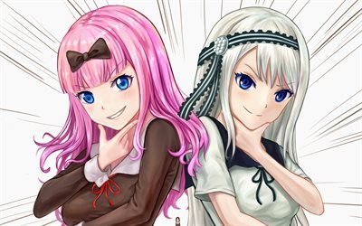 Kaguya Shinomiya, Kei Shirogane, manga, chicas con ojos azules, Kaguya-sama wa Kokurasetai