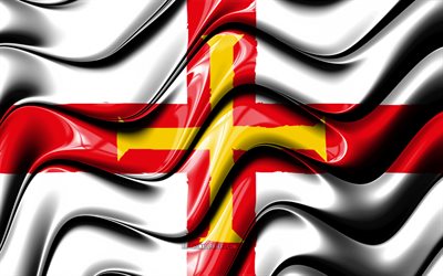 Guernsey bandera, 4k, Europa, los s&#237;mbolos nacionales, la Bandera de Guernsey, arte 3D, Guernsey, los pa&#237;ses de europa, Islas del Canal, Guernsey 3D de la bandera