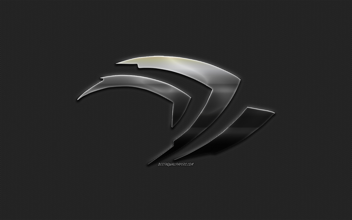 Nvidia, criativo logotipo do metal, emblema, a malha de metal de fundo, a arte elegante, o logotipo