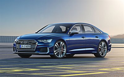 2020, Audi S6, luxury sedan, 4k, new blue S6, business class, exterior, German cars, Audi