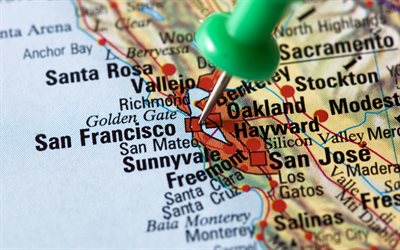 San Francisco, kartta osoitin, California, USA, kartta, matkustaa San Francisco, USA kartta