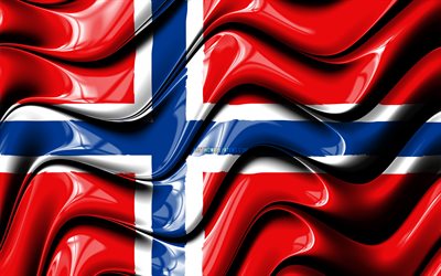 العلم النرويجي, 4k, أوروبا, الرموز الوطنية, علم النرويج, الفن 3D, النرويج, البلدان الأوروبية, النرويج 3D العلم