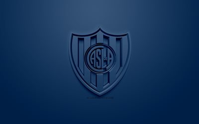 سان لورنزو دي الماغرو, reative شعار 3D, خلفية زرقاء, 3d شعار, الأرجنتيني لكرة القدم, Superliga الأرجنتين, بوينس آيرس, الأرجنتين, الفن 3d, Primera Division, كرة القدم, الدرجة الأولى, أنيقة شعار 3d