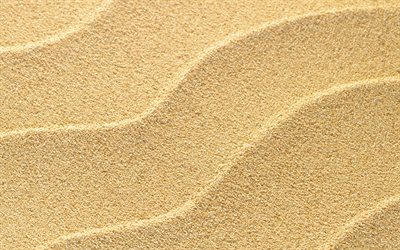 الرمل مع موجات الملمس, 4k, الرمال الخلفية, الشاطئ, الرمال الصفراء الملمس
