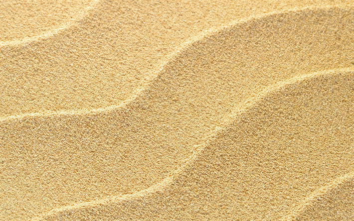 areia com ondas de textura, 4k, areia de fundo, praia, amarelo textura de areia