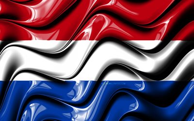 Bandiera olandese, 4k, Europa, simboli nazionali, Bandiera dei paesi Bassi, 3D arte, paesi Bassi, paesi Europei, paesi Bassi 3D bandiera