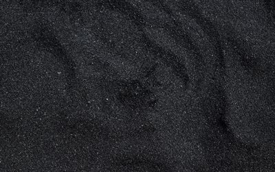 musta hiekka tekstuuri, 4k, makro, hiekka taustat, hiekkadyynit, musta hiekka, hiekka kuvio, hiekka tekstuurit, hiekka