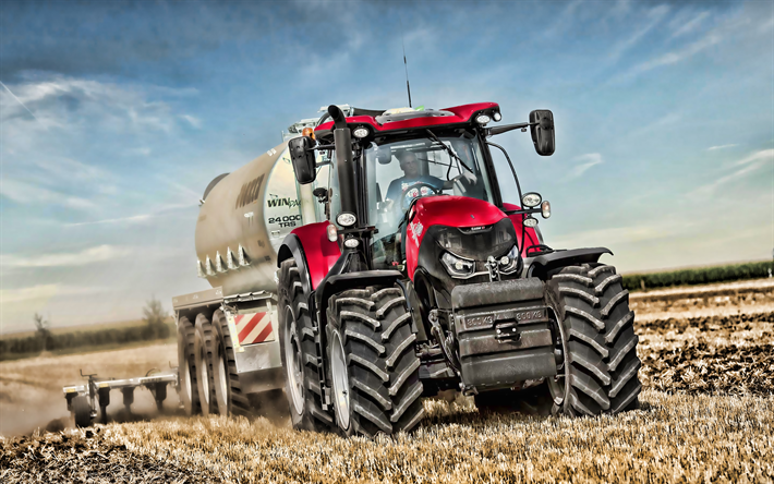 Case IH Optum 300 CVX, tracteur rouge, 2019 tracteurs, des engrais, des champs, des machines agricoles, de nouvelles Optum 300 CVX, HDR, l&#39;agriculture, la r&#233;colte, le tracteur dans le champ, en Cas