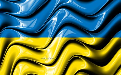 Ukrainan lippu, 4k, Euroopassa, kansalliset symbolit, 3D art, Ukraina, Euroopan maissa, Ukraina 3D flag