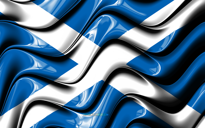 Scottish flag, 4k, Europe, national symbols, Flag of Scotland, 3D art, Scotland, European countries, Scotland 3D flag