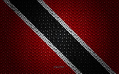 Flag of Trinidad and Tobago, 4k, creative art, metal mesh texture, Trinidad and Tobago flag, national symbol, metal flag, Trinidad and Tobago, North America, flags of North America countries