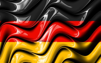Alem&#227;o bandeira, 4k, Europa, s&#237;mbolos nacionais, Bandeira da Alemanha, Arte 3D, Alemanha, Pa&#237;ses europeus, Alemanha 3D bandeira