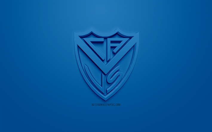 Velez Sarsfield, kreativa 3D-logotyp, bl&#229; bakgrund, 3d-emblem, Argentinsk fotboll club, Superliga Argentina, Buenos Aires, Argentina, 3d-konst, Primera Division, fotboll, F&#246;rsta Divisionen, snygg 3d-logo
