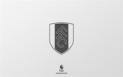 Fulham FC, valkoinen tausta, Englantilainen jalkapallojoukkue, Fulham FC-tunnus, Valioliiga, Englanti, jalkapallo, Fulham FC logo