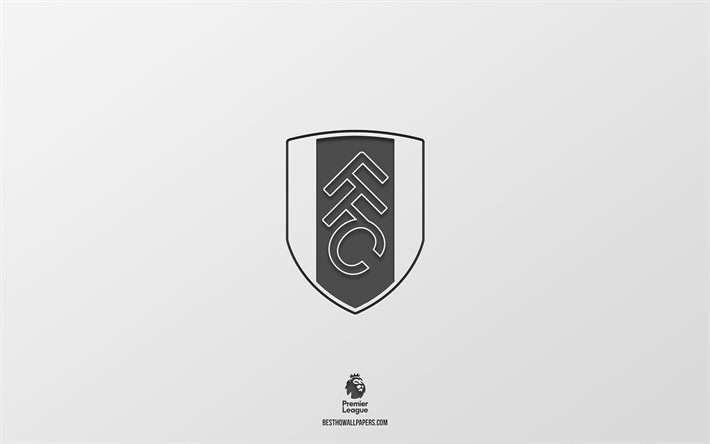 Fulham FC, sfondo bianco, squadra di calcio inglese, emblema del Fulham FC, Premier League, Inghilterra, calcio, logo Fulham FC