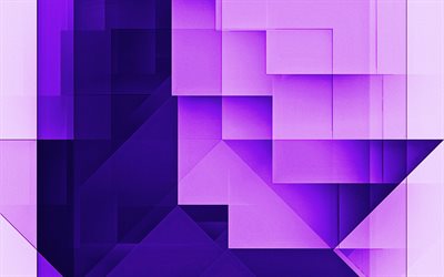 紫の抽象的な背景, 紫の幾何学的抽象, 紫色の長方形の背景, 抽象的な背景