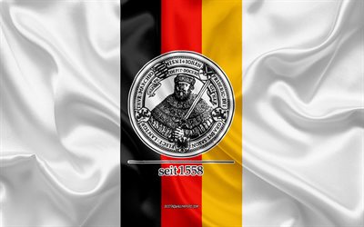 Emblema dell&#39;Universit&#224; di Jena, bandiera tedesca, logo dell&#39;Universit&#224; di Jena, Jena, Germania, Universit&#224; di Jena