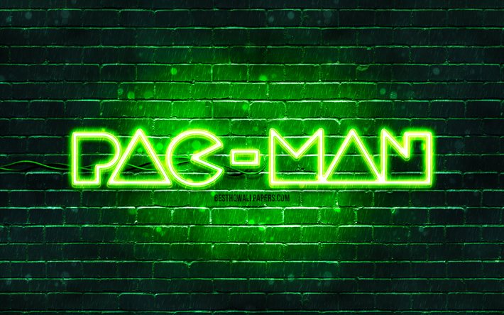 ダウンロード画像 パックマングリーンロゴ 4k 緑のレンガの壁 パックマンのロゴ パックマンネオンロゴ パックマン フリー のピクチャを無料デスクトップの壁紙