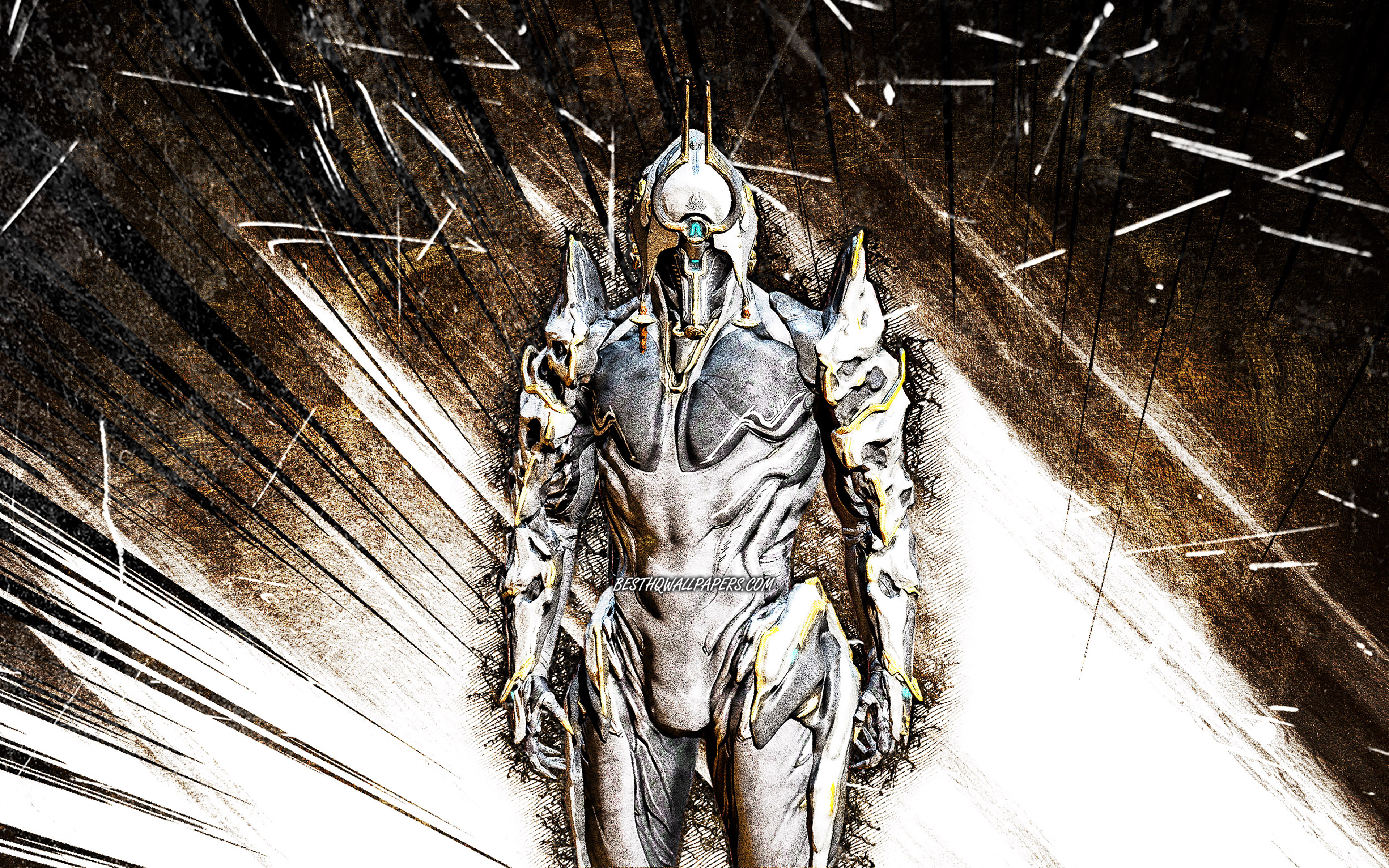 Warframe, RPG, Warframe characters, Ash Prime Build, brown abstract rays, W...