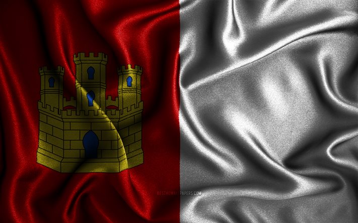 Castilla La Mancha bayrağı, 4k, ipek dalgalı bayraklar, İspanya Topluluklar, Castilla La Mancha Bayrak, kumaş Bayrak, 3D sanat, İspanyol topluluklar, Castilla La Mancha, İspanya, Castilla La Mancha 3D bayrak