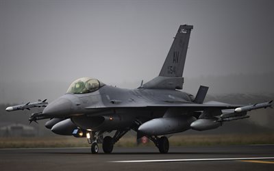 General Dynamics F-16 Fighting Falcon, F-16, USAF, caccia Americano, aeroporto militare, United States Air Force