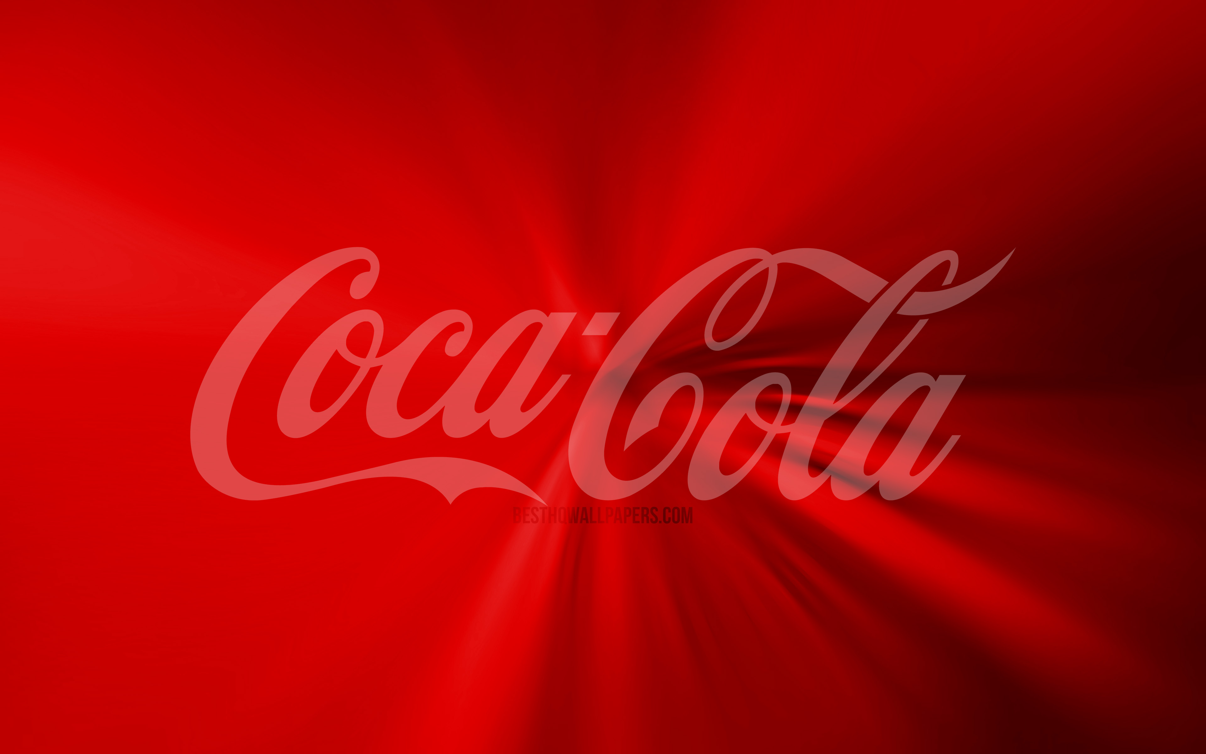 ダウンロード画像 コカ コーラのロゴ 4k 渦 赤の背景 創造 作品 ブランド コカ コーラ 画面の解像度 3840x2400 壁紙 デスクトップ上