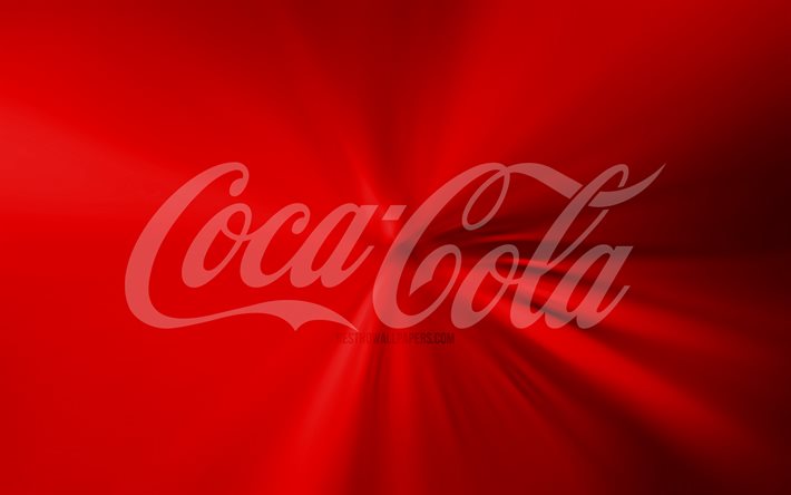 Coca-Cola-logotypen, 4k, vortex, r&#246;d bakgrund, kreativa, konstverk, varum&#228;rken, Coca-Cola