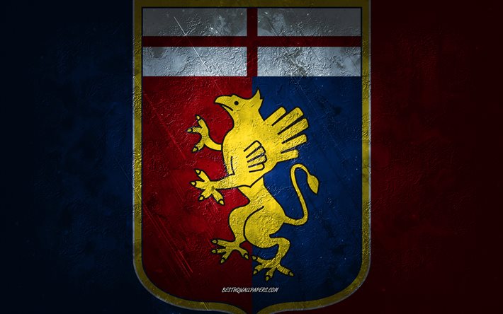 O Genoa CFC, O futebol italiano equipe, o azul e o vermelho de fundo, O Genoa CFC logotipo, grunge arte, S&#233;rie, futebol, It&#225;lia, O Genoa CFC emblema