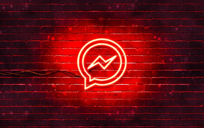 Download Wallpapers Facebook Messenger Red Logo 4k Red Brickwall Facebook Messenger Logo Messengers Facebook Messenger Neon Logo Facebook Messenger For Desktop Free Pictures For Desktop Free