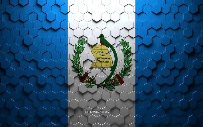 flag of guatemala, honeycomb art, guatemala hexagons flag, guatemala, 3d hexagons art, guatemala flag