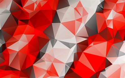 punainen alhainen poly tausta, 4k, abstrakti kiteit&#228;, punainen taustat, luova, geometrinen art, alhainen poly malleja, alhainen poly tausta, geometrisia muotoja, alhainen poly art, 3d textues, abstrakteja kuvioita
