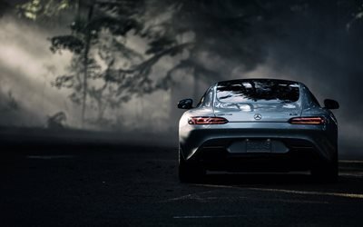 forest road, Mercedes-AMG GT, 2017 cars, 4k, sportcars, Mercedes