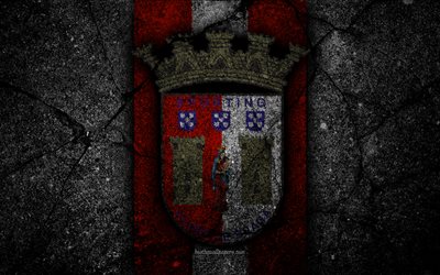 4k, Braga FC, logo, Portugal, Primeira Liga, soccer, grunge, asphalt texture, Braga, football club, black stone, FC Braga