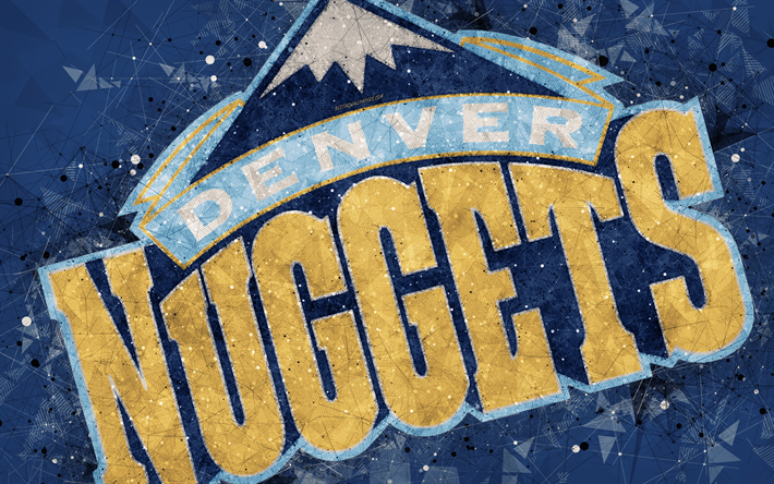 Denver Nuggets, 4K, creativo geom&#233;tricas logotipo, American club de baloncesto, arte creativo, de la NBA, el emblema, el mosaico, el azul de fondo abstracto, Asociaci&#243;n Nacional de Baloncesto, de Denver, Colorado, estados UNIDOS, baloncesto
