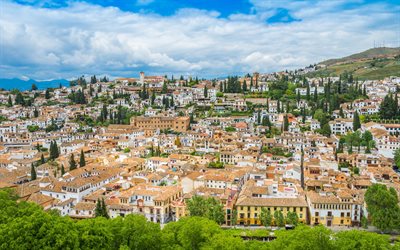 Granada, Andalusia, cityscape, summer, beautiful city, Spain
