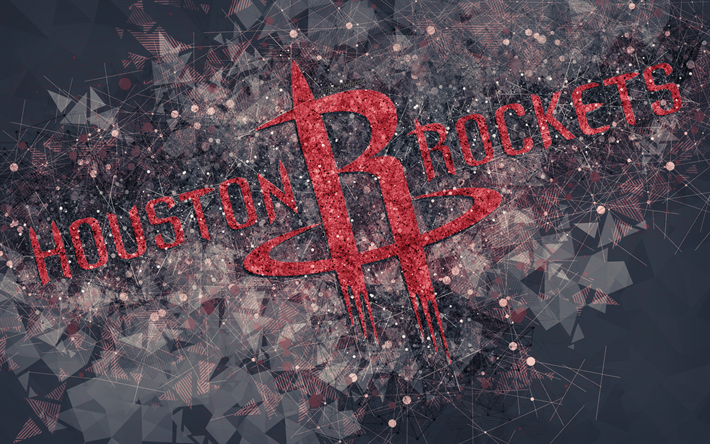 Houston Rockets, 4K, creative geometric logo, American basketball club, creative art, NBA, emblem, mosaic, red abstract background, National Basketball Association, Houston, Texas, USA, basketball