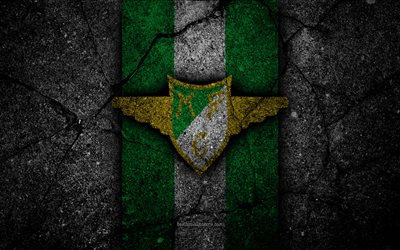 4k, Moreirense FC, logo, Portugal, Primeira Liga, soccer, grunge, asphalt texture, Moreirense, football club, black stone, FC Moreirense