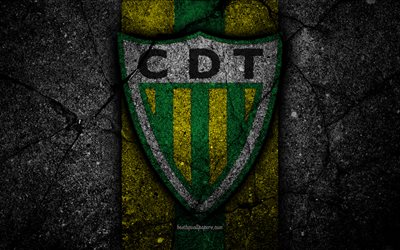 4k, Tondela FC, logo, Portugal, Primeira Liga, soccer, grunge, asphalt texture, Tondela, football club, black stone, FC Tondela