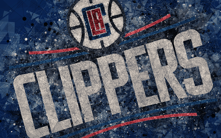Los Angeles Clippers, 4K, creativo, geometrico logo, American club di pallacanestro, arte creativa, NBA, emblema, mosaico, blu, astratto sfondo, Associazione Nazionale di Basket, Los Angeles, California, USA, basket